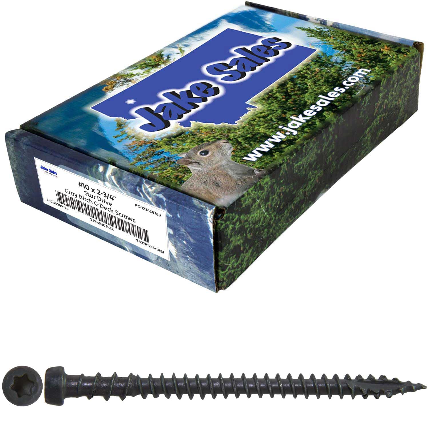 # 10 tornillos de madera revestidos exteriores de 2 a 3/4 pulgadas Winchester Grey (Yosemite, Caribou) Tornillo de madera con revestimiento exterior Torx/Star Drive Head (5 lbs ~ 350 tornillos