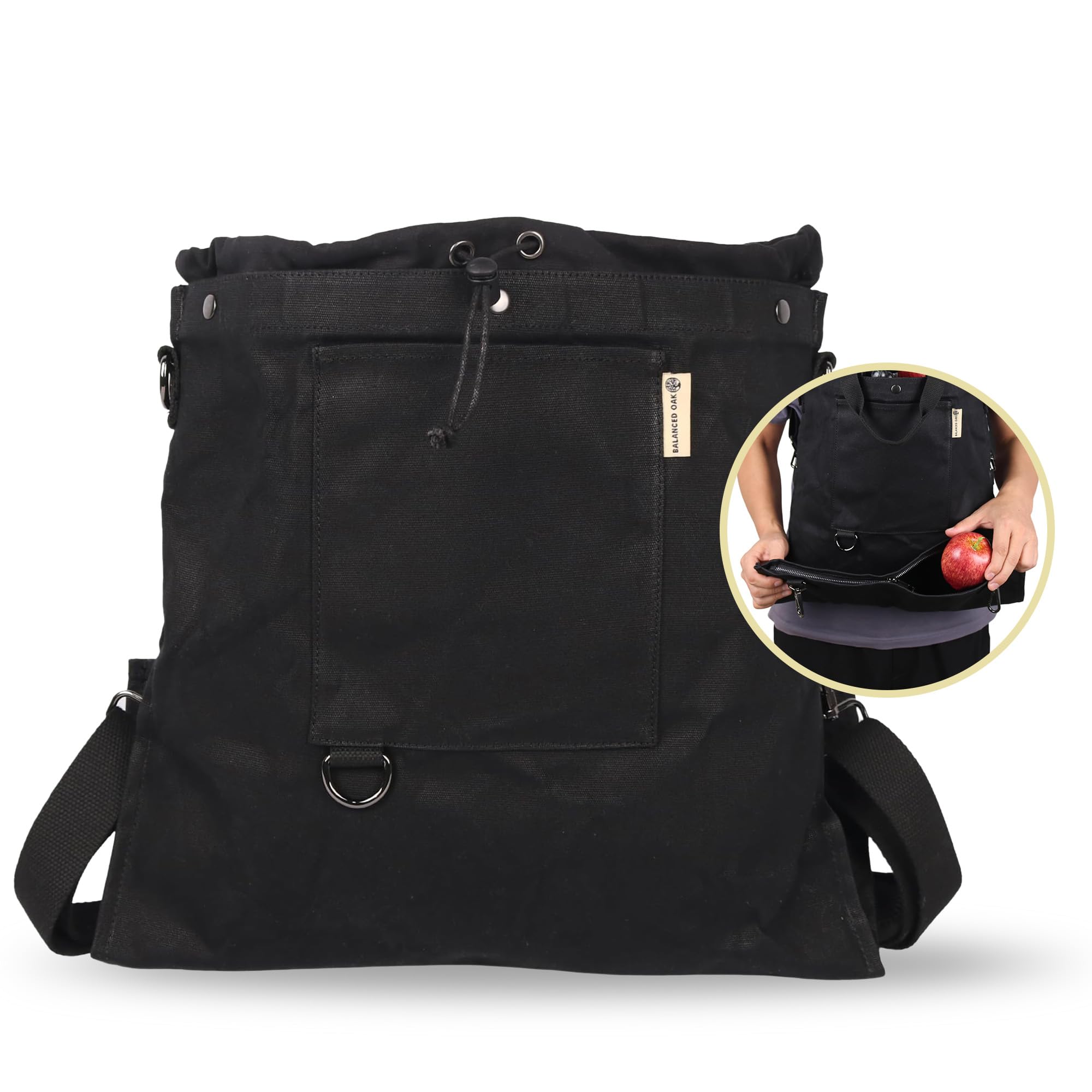 Balanced Oak Harvesting and Foraging Bag, Waxed Canvas Bag with Mesh and Water-resistant Inserts, Ideal for Fruits, Vegetables, and Mushrooms
