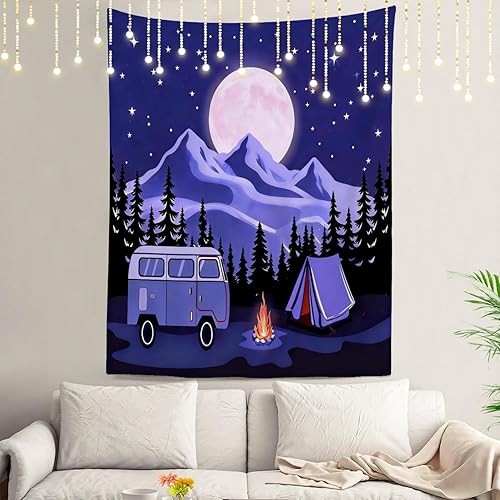 Miniatura 71 de Shrahala Palm Trees Los Angeles - Tapiz psicodélico grande para dormitorio y sala de estar (51.2 x 59.1 pulgadas, azul 1)