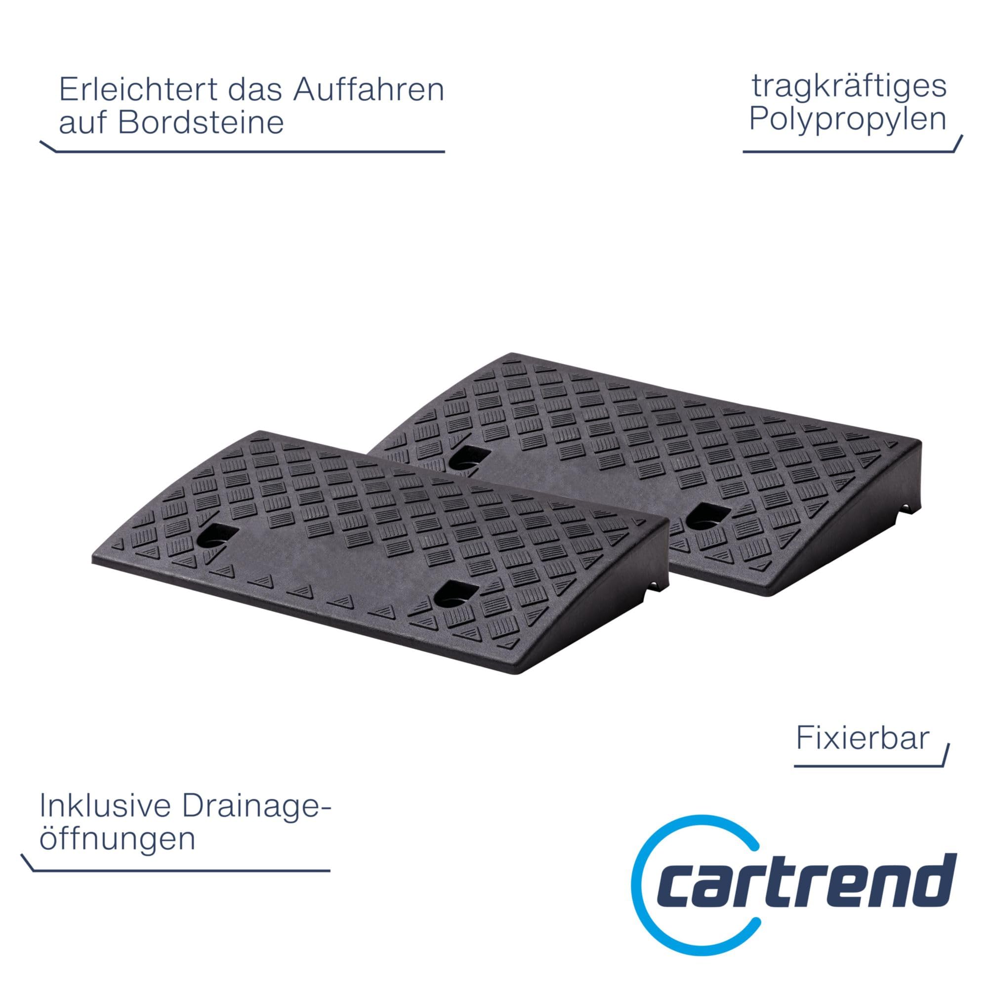 cartrend Bordsteinrampen 2er-Set, tragbar, Rollstuhlrampe für Auto, Motorrad, Rollstuhl, Rollator, schwarz