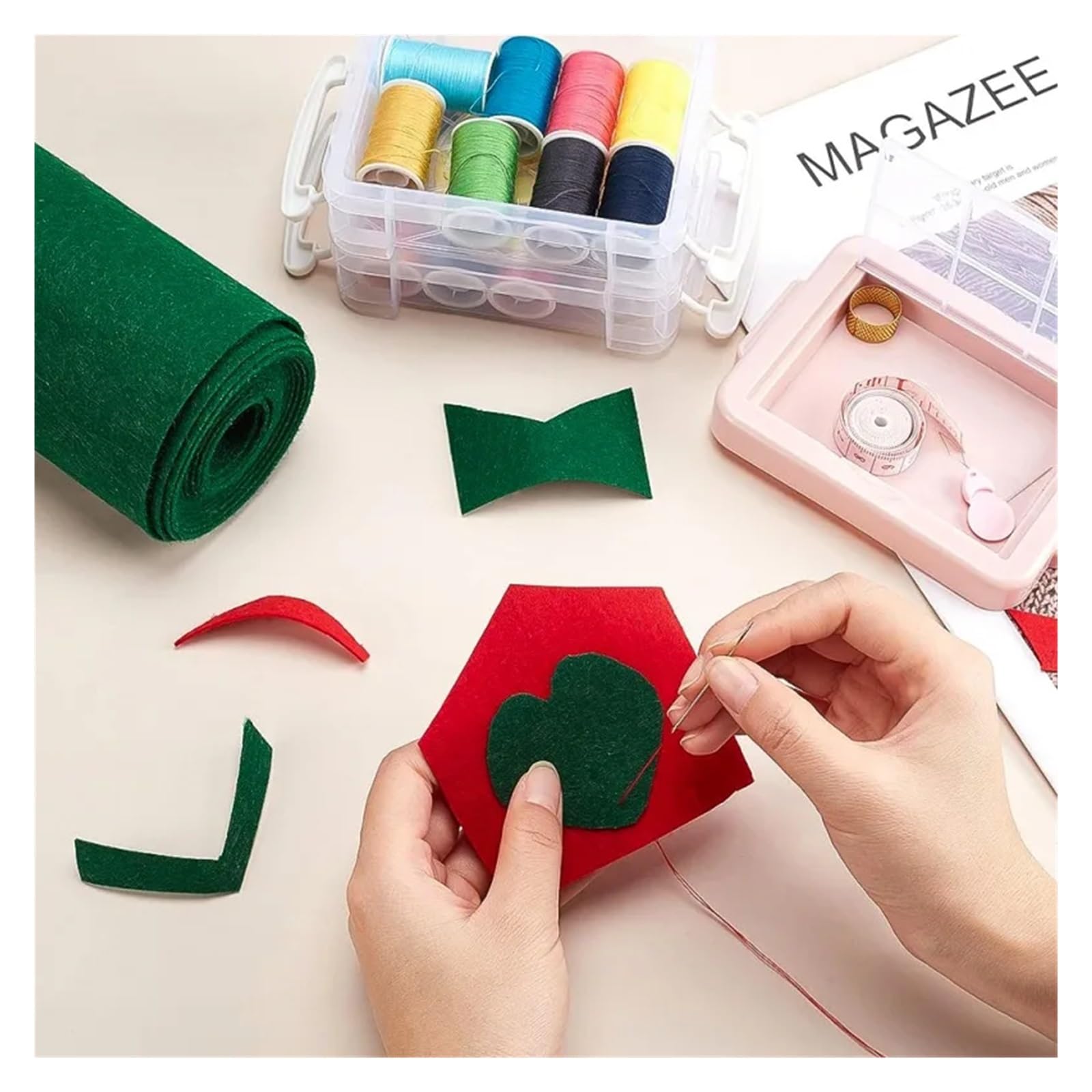 Bastelfilz Filz 1 Rolle (3 m, 40 cm breit) grüner Filzstoff, Vliesstoffrolle, Polsterung for Weihnachtsdekoration für DIY Handwerk(AECH06-08343)