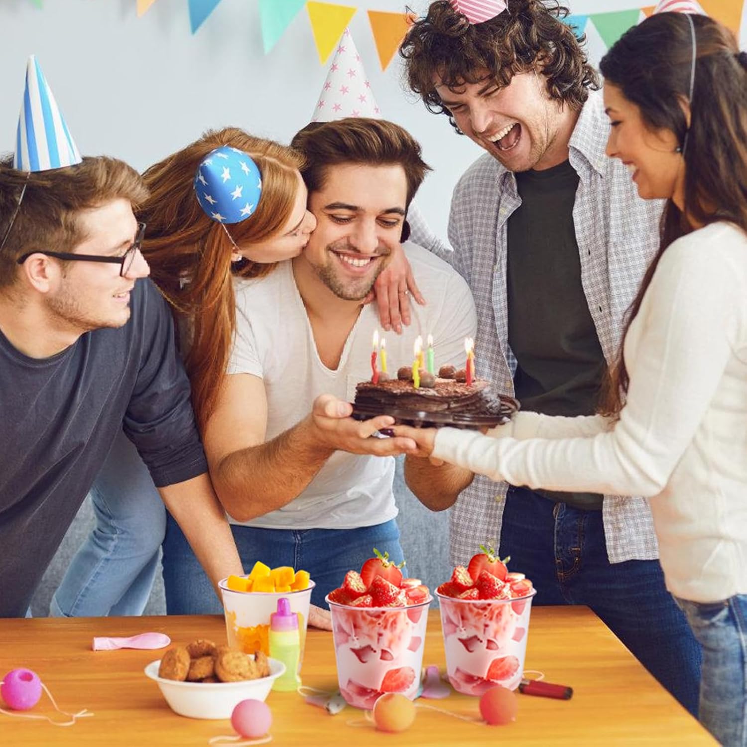 KesaPlan 50 Pcs Pink Plastic Cups, 12oz Disposable Stemless Wine Glasses for Cocktail Cute Clear Cocktail Wine Glasses Pink Party Cups for Valentine's Galentine's Day Wedding Christmas Party - Image 8