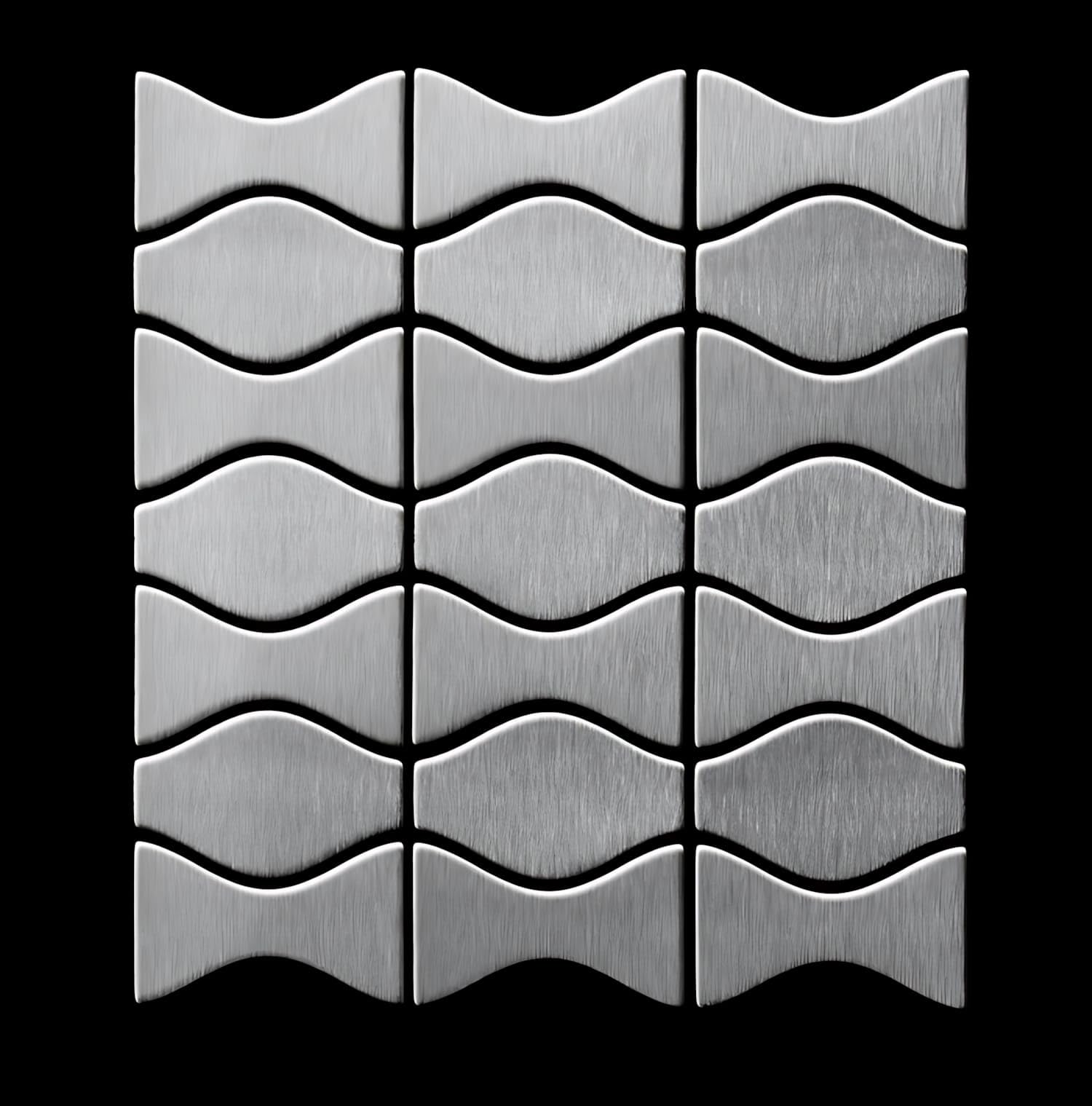 Mozaika płytka masywna metal stal szlachetna morska szczotkowana w kolorze szarym 1,6 mm grubości ALLOY Kismet & Karma-S-MB Designed by Karim Rashid 0,86 m2