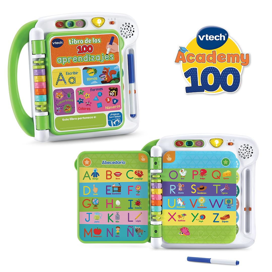 VTech - Libro de los 100 aprendizajes, Juguete Educativo Interactivo para niños +3 años, Aprende a Escribir, Versión ESP