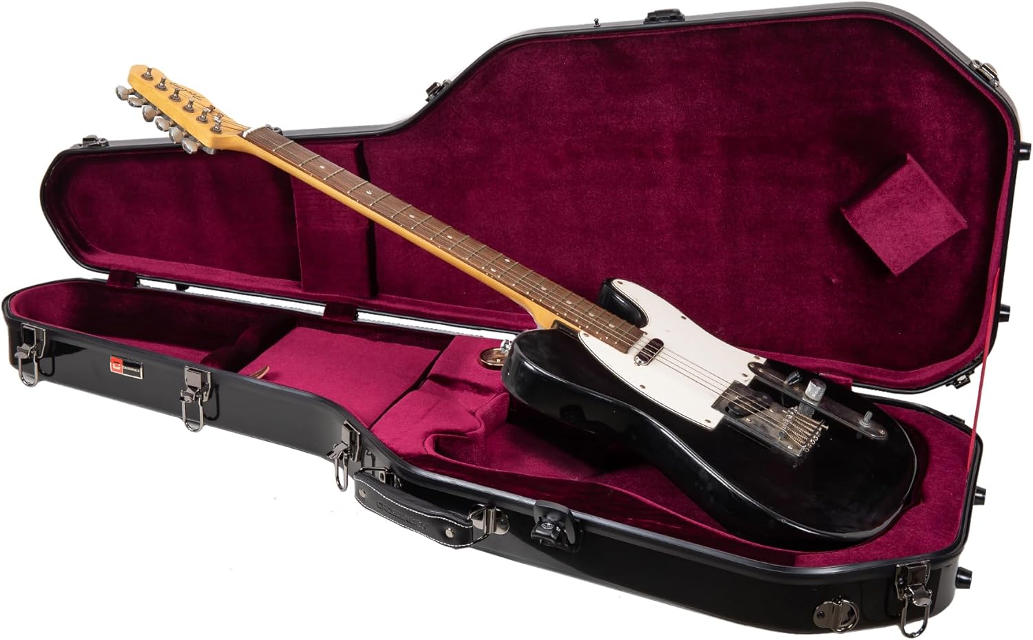 Crossrock Deluxe Fiberglass Guitar Case for Telecaster and Stratocaster Style Electric Guitars-Black (CRF2020GSTBK)