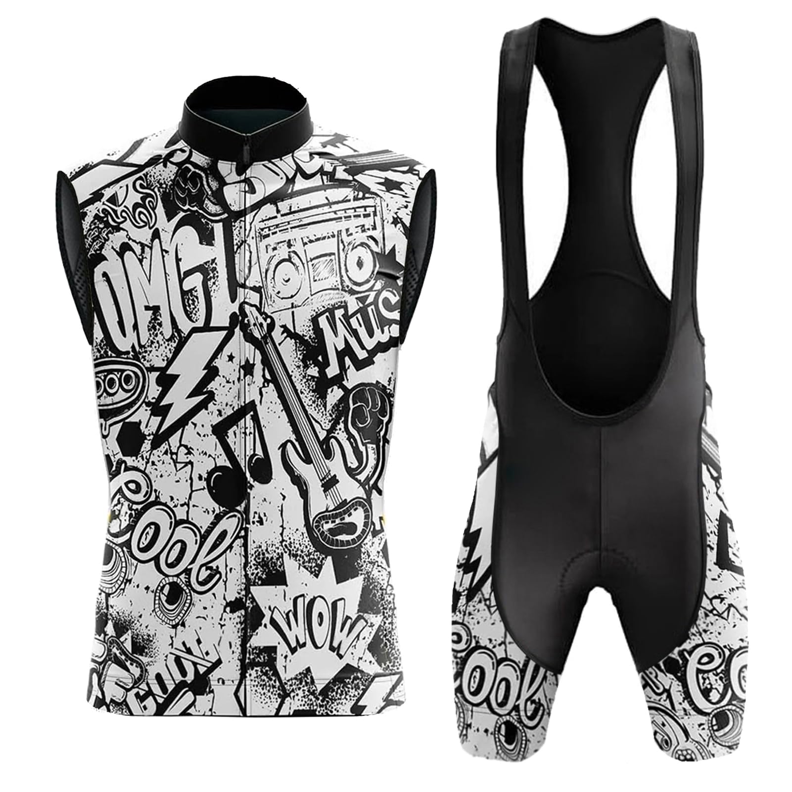 Ropa Ciclismo Hombre Verano Maillot Bici MTB Sin Mangas Conjunto Ciclista,Traje Bicicleta Chaleco Ciclo y Culotte Tirantes con 19D Gel Acolchado,Completa Jerseys Sleeveless Transpirable Secado Rápido