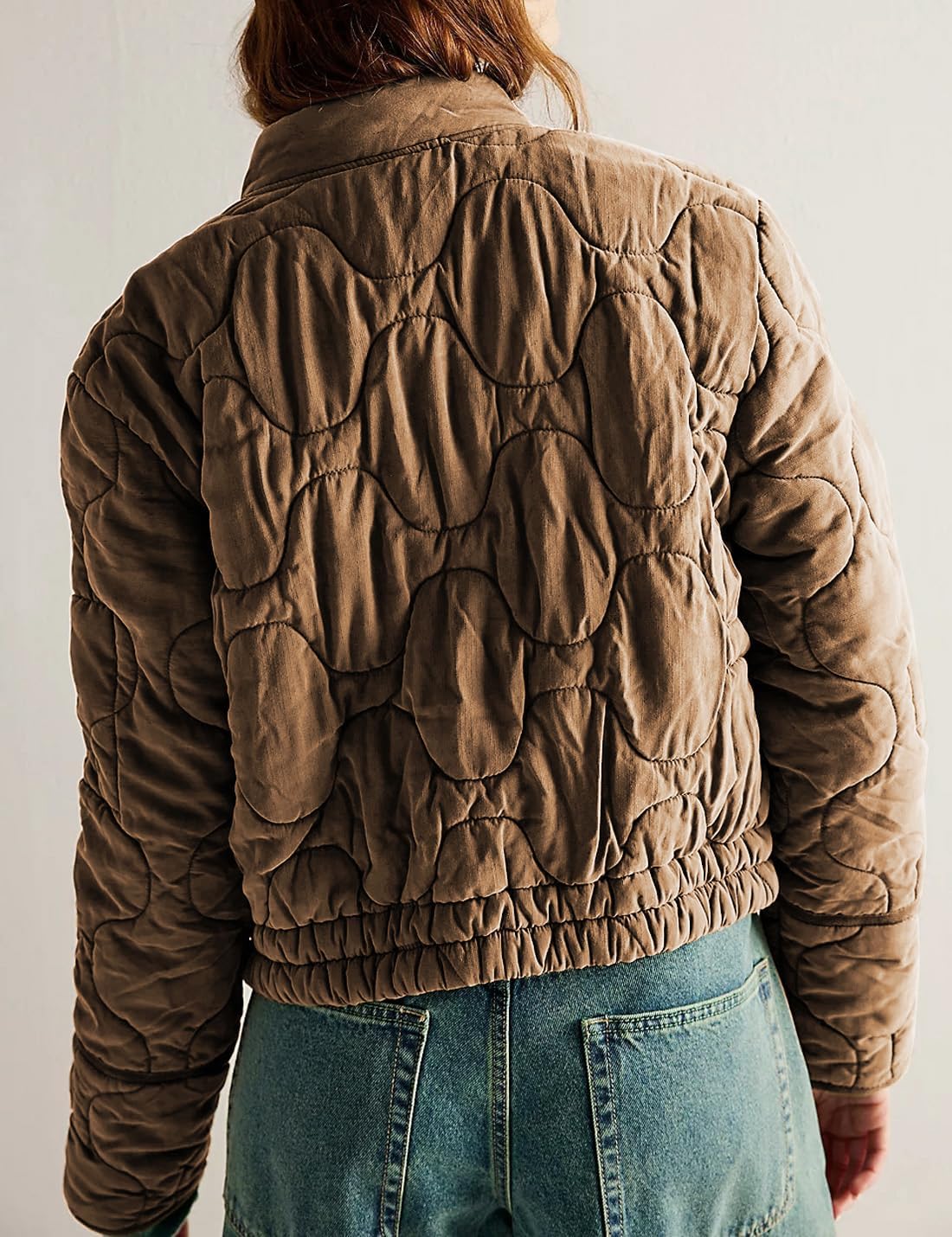 Women's Lightweight Zip Up Outerwear Coat Quilted Jacket Warm Down Puffer Jacket With Pockets - Image 2