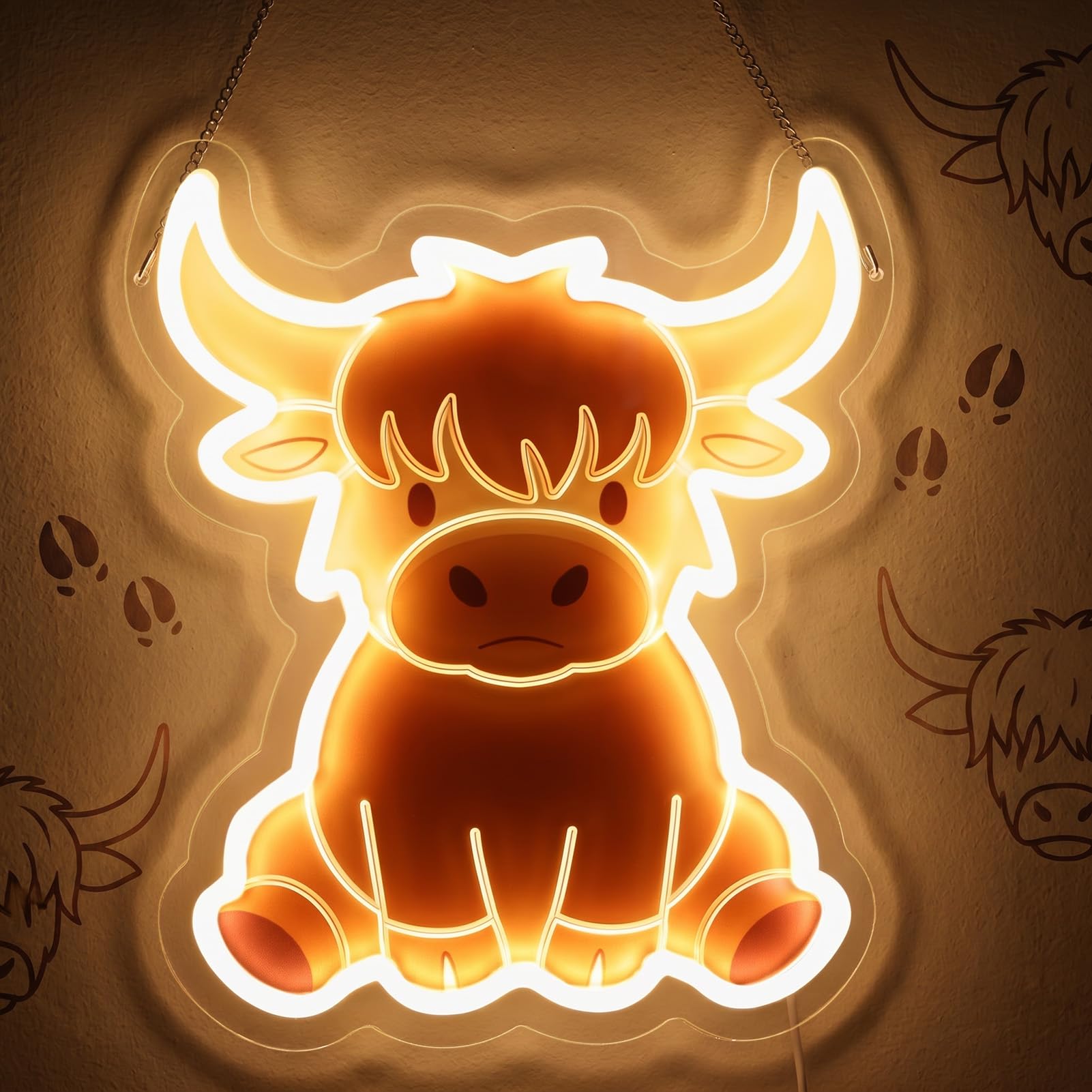 Highland Cow Neon Sign USB Powered Cute Animal Night Lights Wall Decor