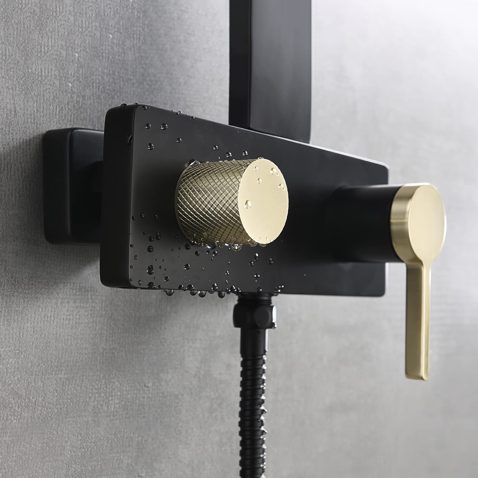 Sistema de Ducha de Lluvia Cepillado con Cabezal de Pared, Grifo de Mano Monomando y caño de bañera para una Experiencia de baño de Lujo.