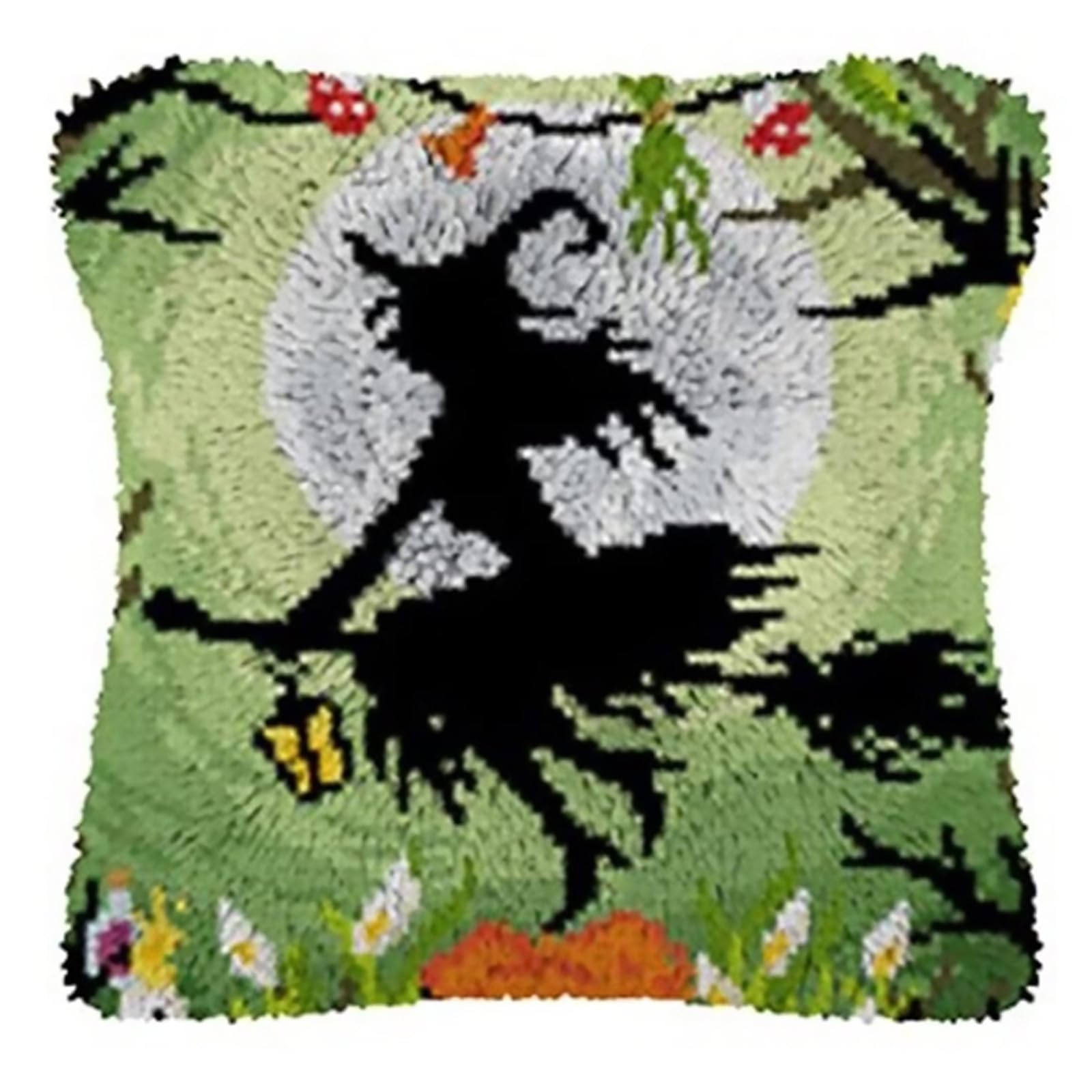 Zfflyh Pillowcase F Halloween Latch Hook Kits For Adults Kids, Diy Crochet Yarn Kits Printed Canvas Mat Tapestry Needlework Sets For Home Decoration And Festival Gif,