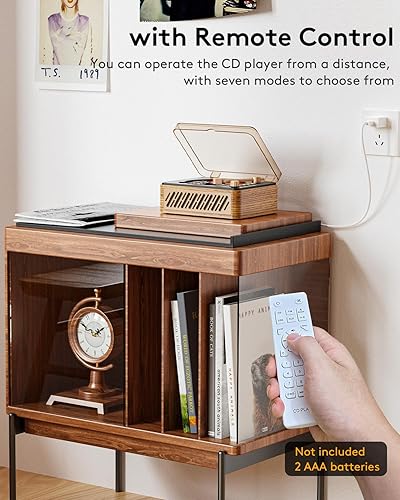 Miniatura 6 de Caja de música con reproductor de CD con Bluetooth, nostálgico, retro, reproductores de CD portátiles para el hogar, altavoces de alta fidelidad,