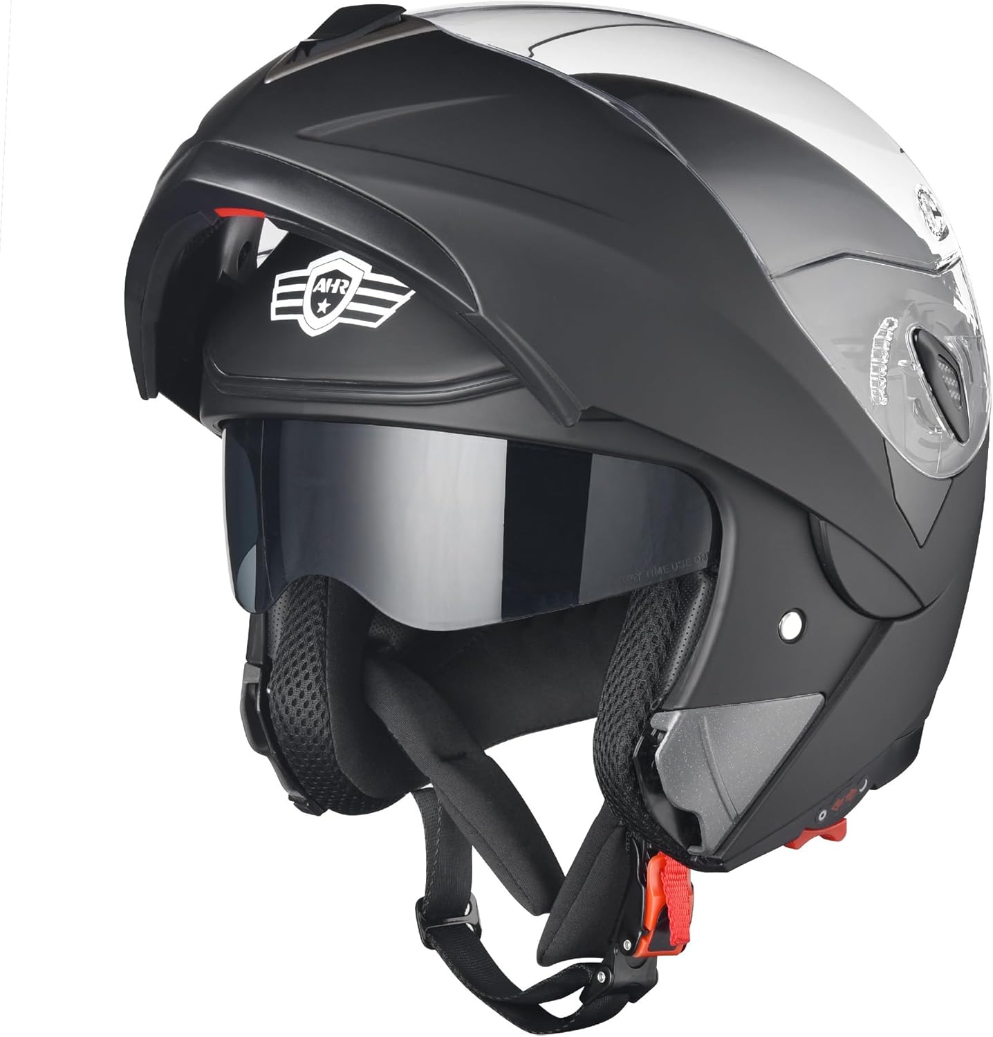 AHR Motorcycle Helmet Dual Visor Modular Flip up Full Face Helmet DOT Approved – AHR Helmet RUN-M for Adult Motorbike Street Bike Moped Racing (Matte Black, XL) AHR Motorcycle Helmet Dual Visor Modular Flip up Full Face Helmet DOT Approved – AHR Helmet RUN-M for Adult Motorbike Street Bike Moped Racing (Matte Black, XL)