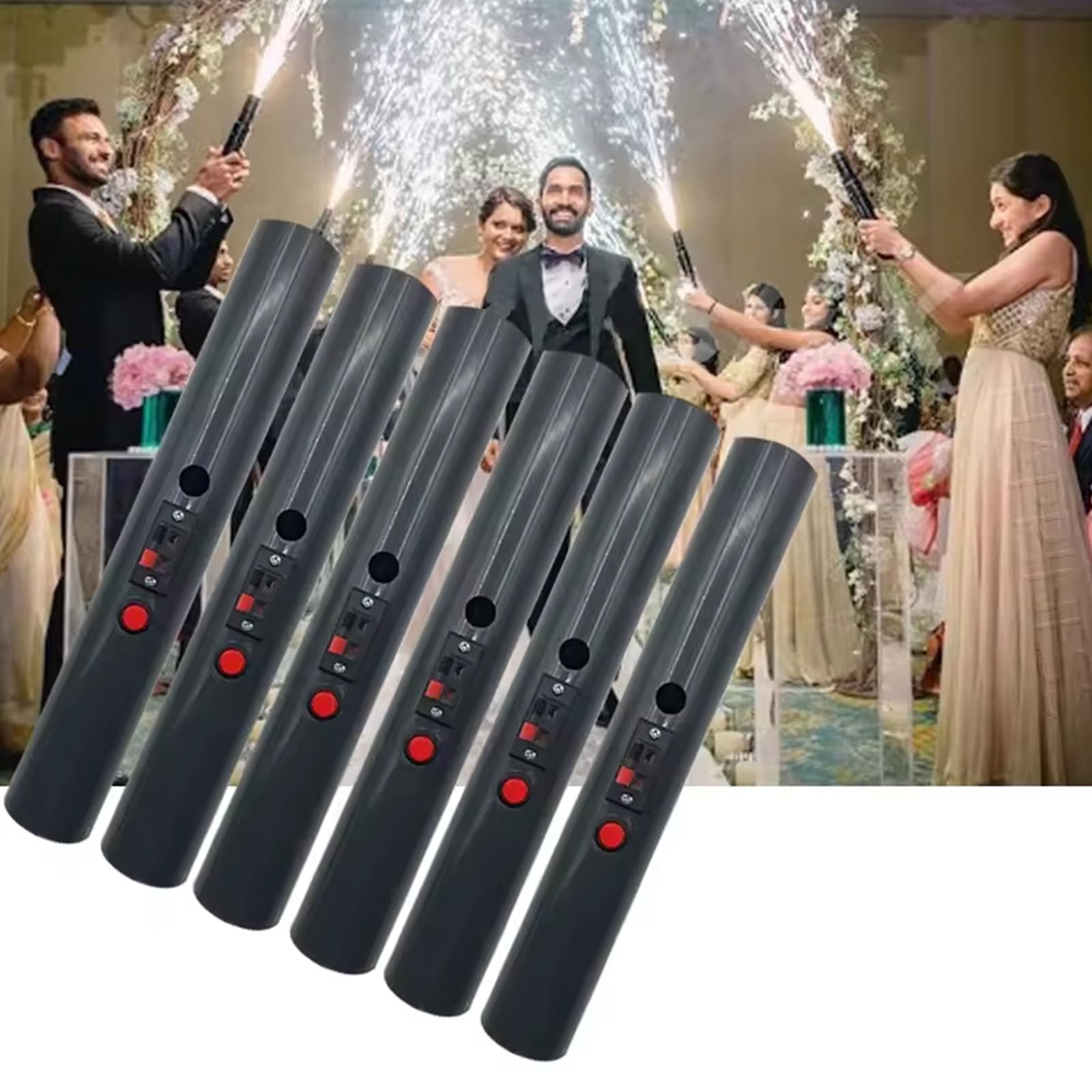 6-Teilige Hand-Fontänen-Funkenmaschine, Wiederverwendbares Kaltfeuerwerk-Zündsystem, Angetrieben Durch 2 Aa-Batterien, Perfekt Für Hochzeiten, Partys Und Veranstaltungen Im Freien