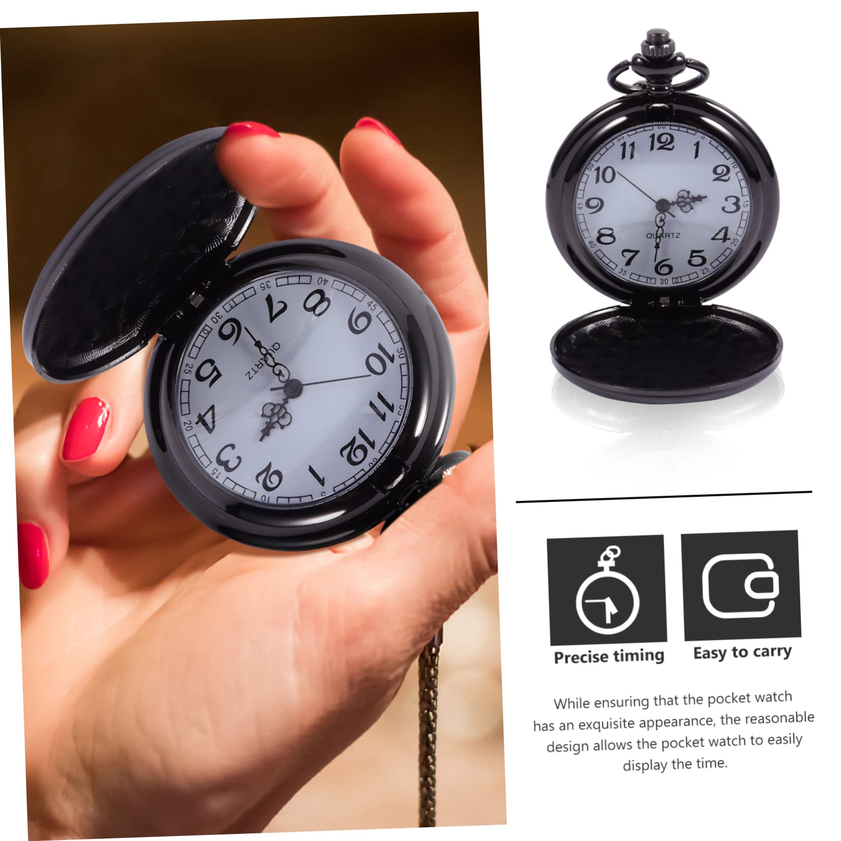 PACKOVE 3piezas Reloj De Bolsillo De Aleación con Cadena Reloj Mecánico De Cuarzo Estiloso para Cumpleaños y Aniversarios