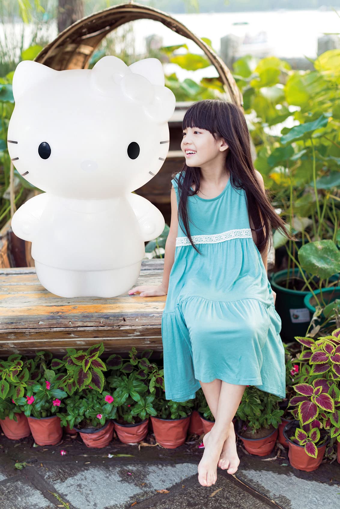 Teknofun - Licentie Hello Kitty - Gigantisch Hello Kitty lichtfiguur 80 cm - Draadloos - Inclusief 3 verlichtingsmodi - Oplaadbare Li-Ion batterij - Inclusief kabel adapter - Wit - 811203