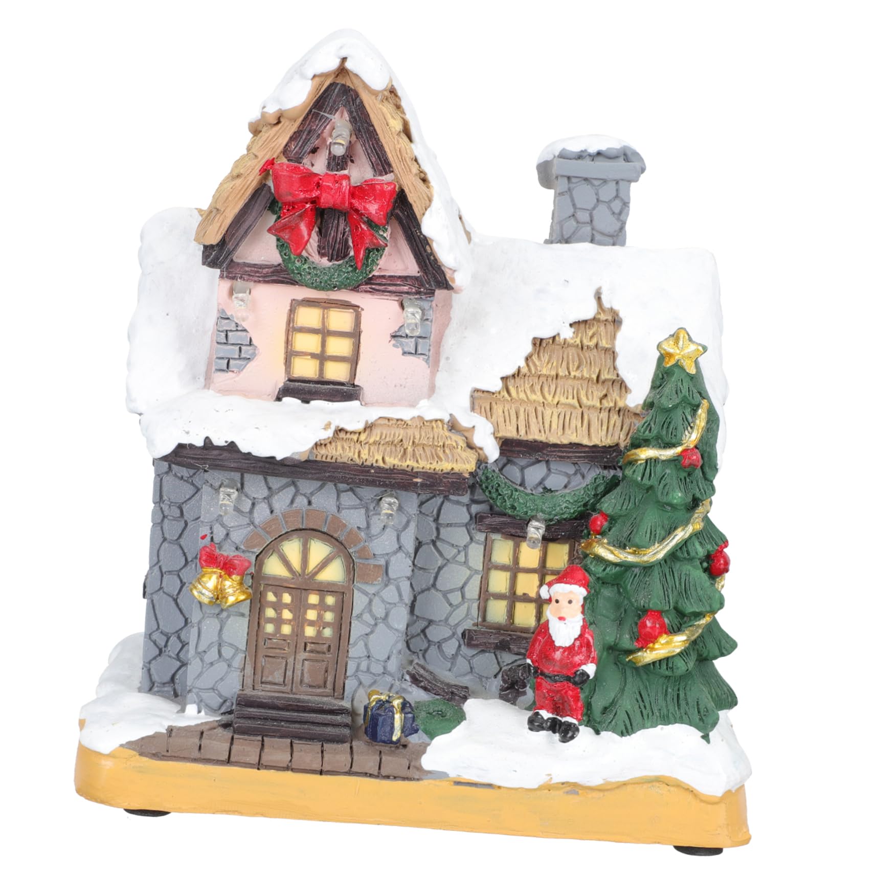 COLLBATH Decoración de Casa Iluminada Casa de Resina Navideña Adorno para Decoración para Micro Suministros Navideños para Escenario de Navidad