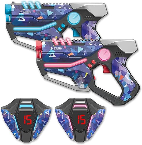 Miniatura 7 de Juego de 4 etiquetas Lazer con pistola y chaleco ideales de regalo para niños a partir de 8 años juguetes geniales para jugar al aire libre para