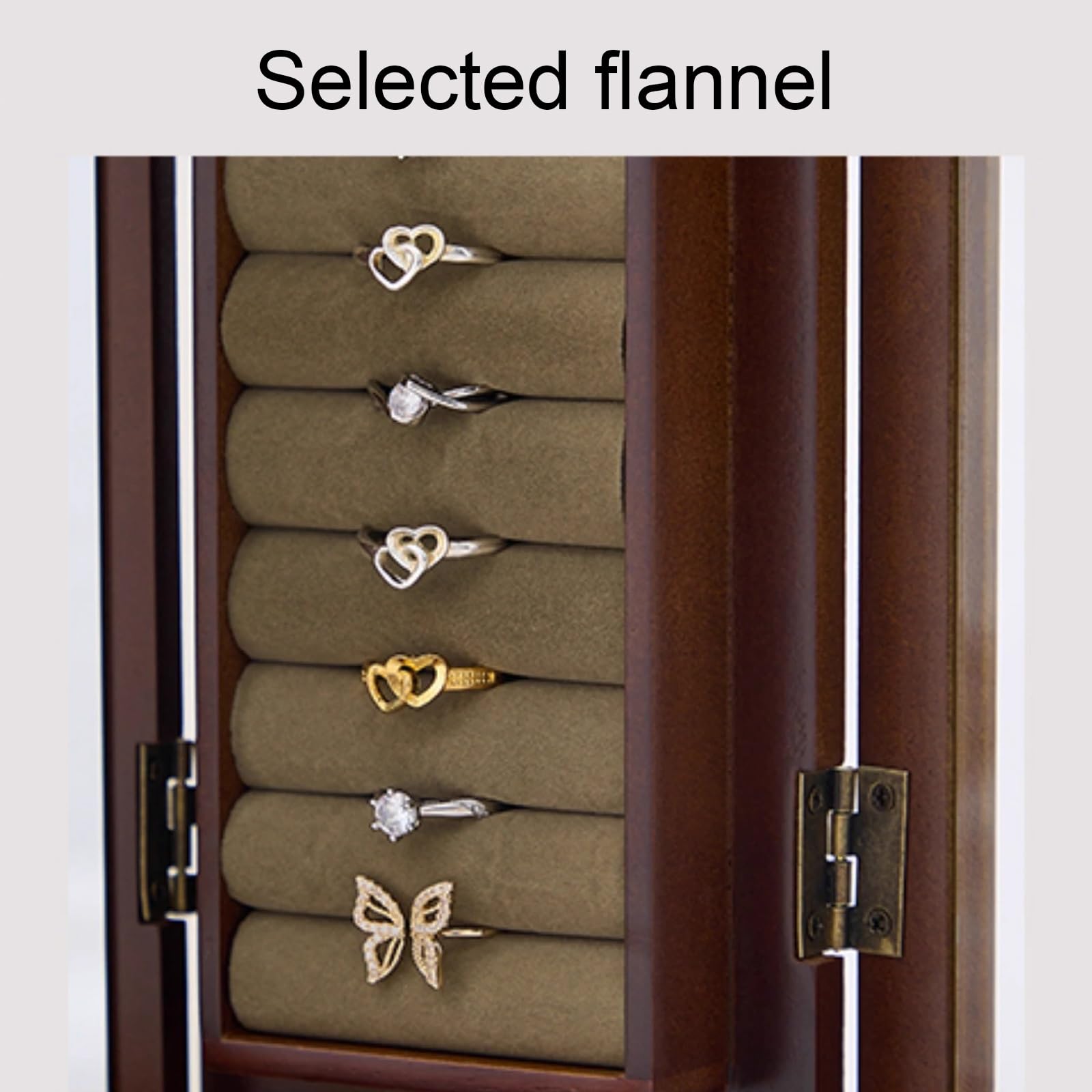 TBLOTYD Jewelry Armoire with Mirror, Multi-Layer Jewelry Organizer, Jewelry Cabinet with Drawer, Built-in Necklace Rotating Hook,Yellow