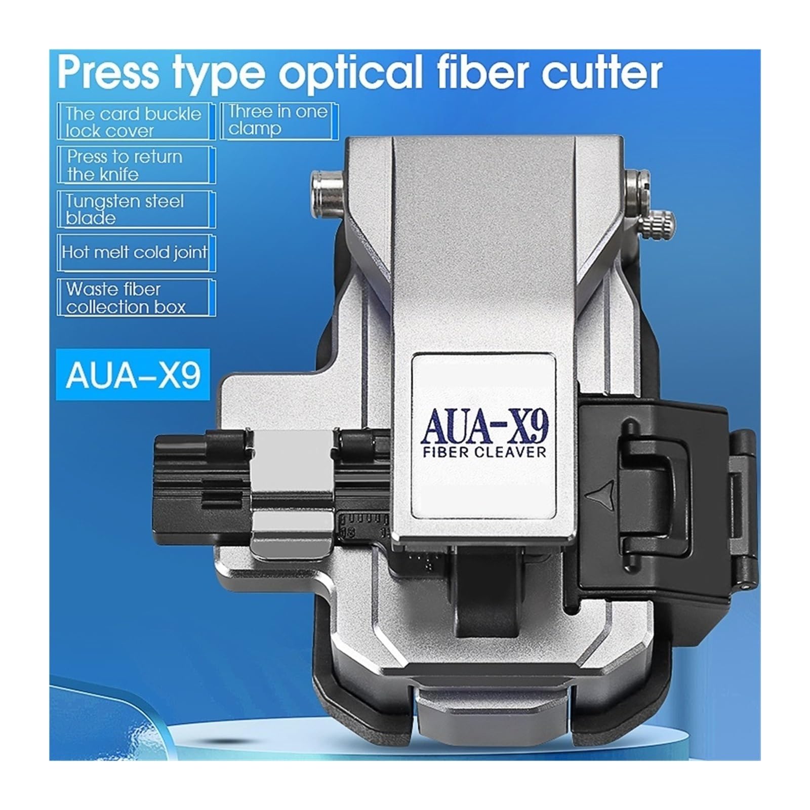 Cortadora de Fibra, Cortadora de fibra óptica, herramienta corte 24 cuchillas superficie, FTTH, alta precisión, AUA-X9 for unión en frío/fusión caliente(Aua-x9)