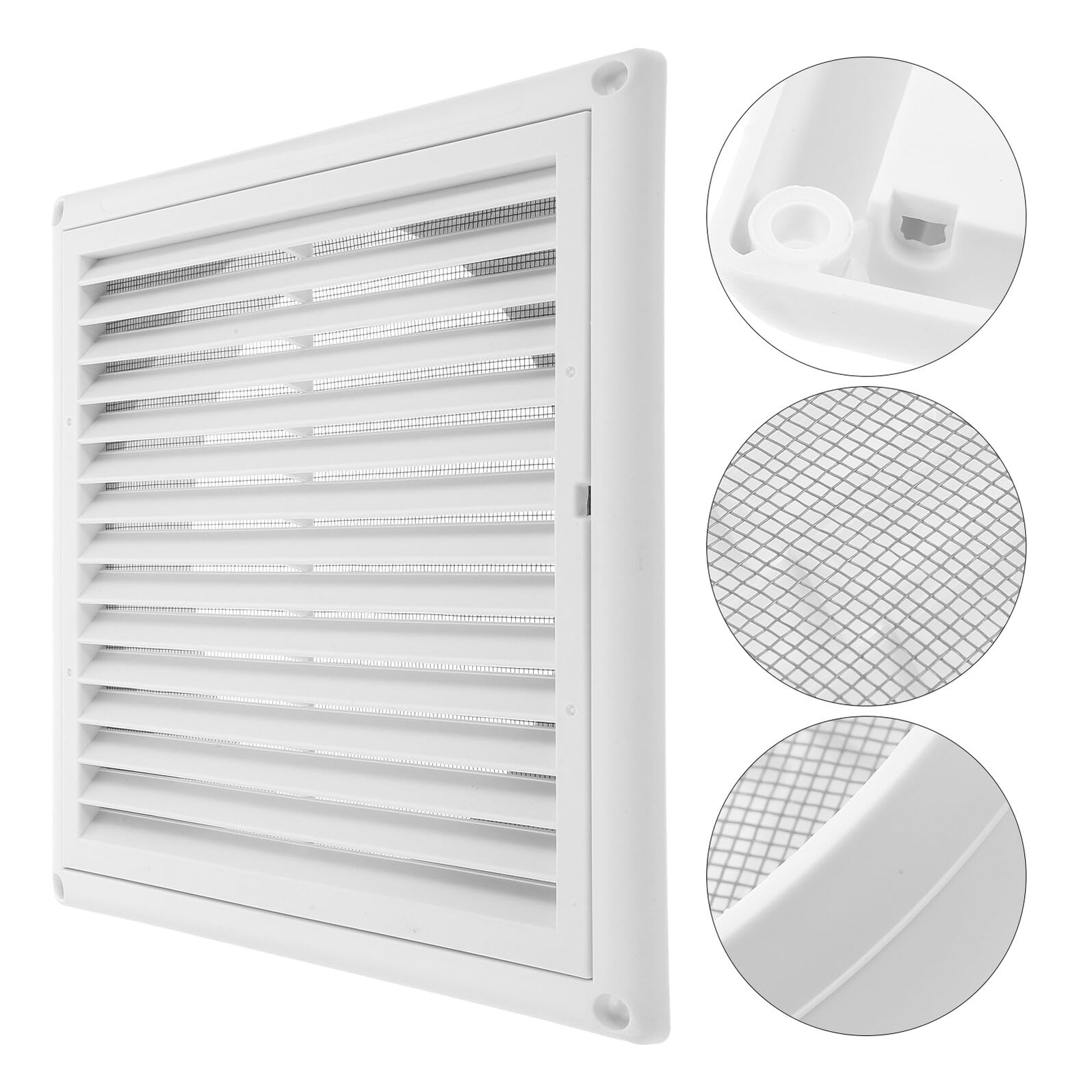 Housoutil 5 Stück Plastik Lüftungsgitter mit Insektenschutz Abluft Ventilationsgitter für Bad Schrank Wand Decke Boden Einfache Installation Langlebig