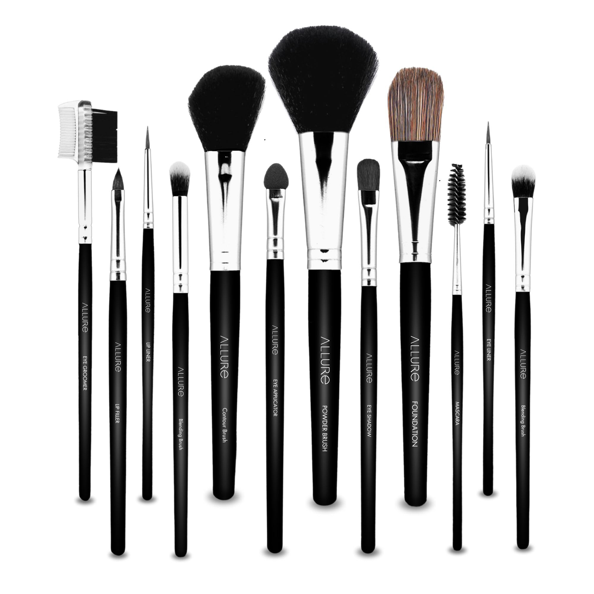 ALLURE Professional Makeup Brush Set, 12 Pieces, Bamboo Handle, Synthetic Bristles, for Powder, Foundation, Eyeshadow, Blending, Contouring, MBS-12-picture-14