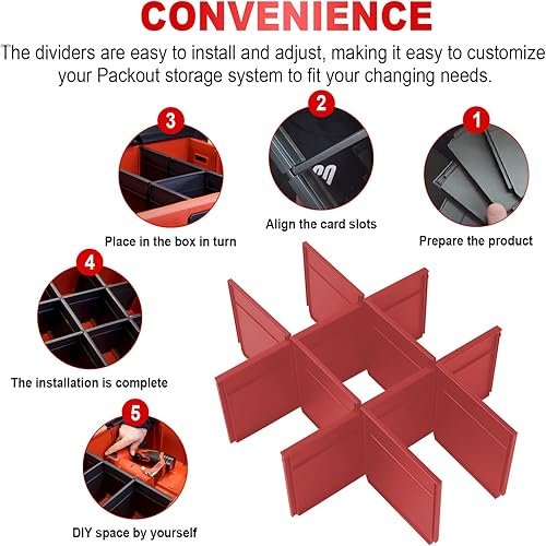 Miniatura 6 de 48-22-8472 DivisoresOrganizador de Empaque para Milwauke Packout Caja de Herramientas de 2 Cajones Rojo