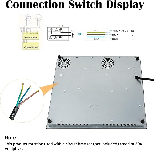 Miniatura 8 de Estufa eléctrica de 4 quemadores de 110 V, encimera eléctrica de 24 pulgadas y encimera integrada con 9 niveles de potencia, control táctil del