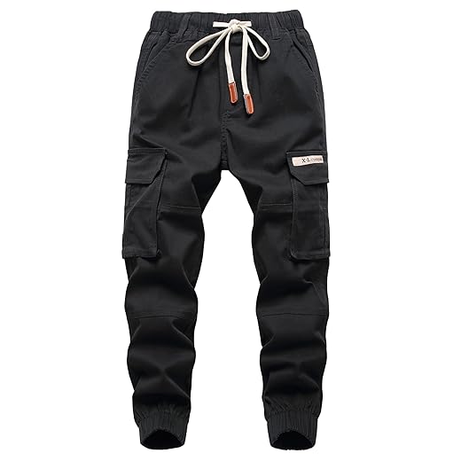 YoungSoul Boys Joggers Pants Drawstring Elastic Slim Fit Kids Cargo Trousers