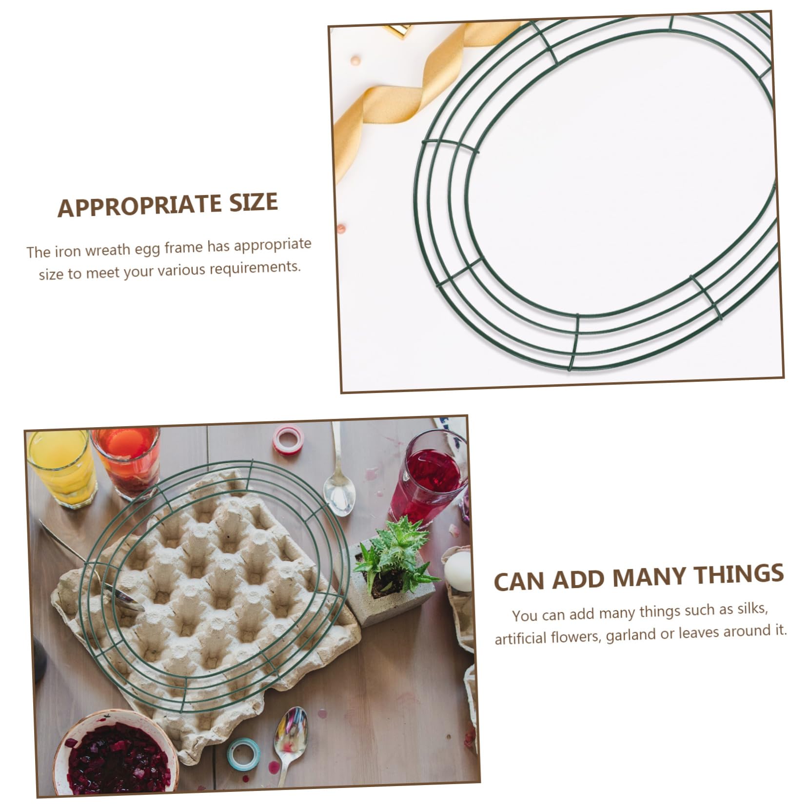 RORPOIR 2pcs -Shaped Wreath Frame for Flower Arrangements Sturdy Festival Decor Support for Easter and Christmas for Craft Projects and Home Decoration