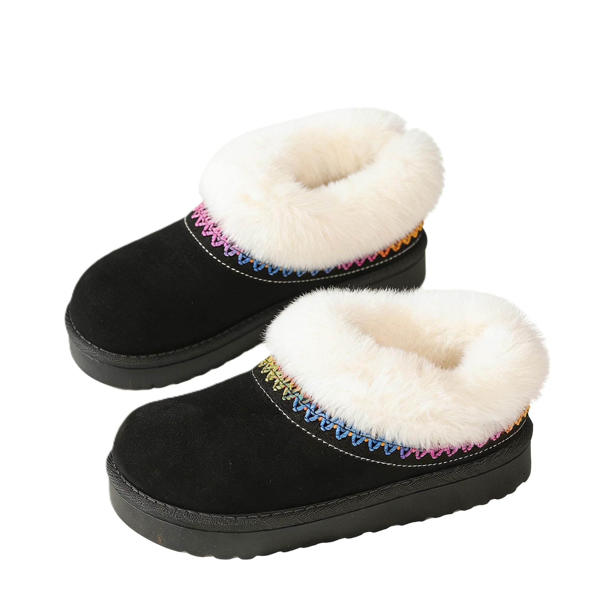 Womens winter plush snow boots warm thick-soled waterproof ankle boots short sleeves khaki color
