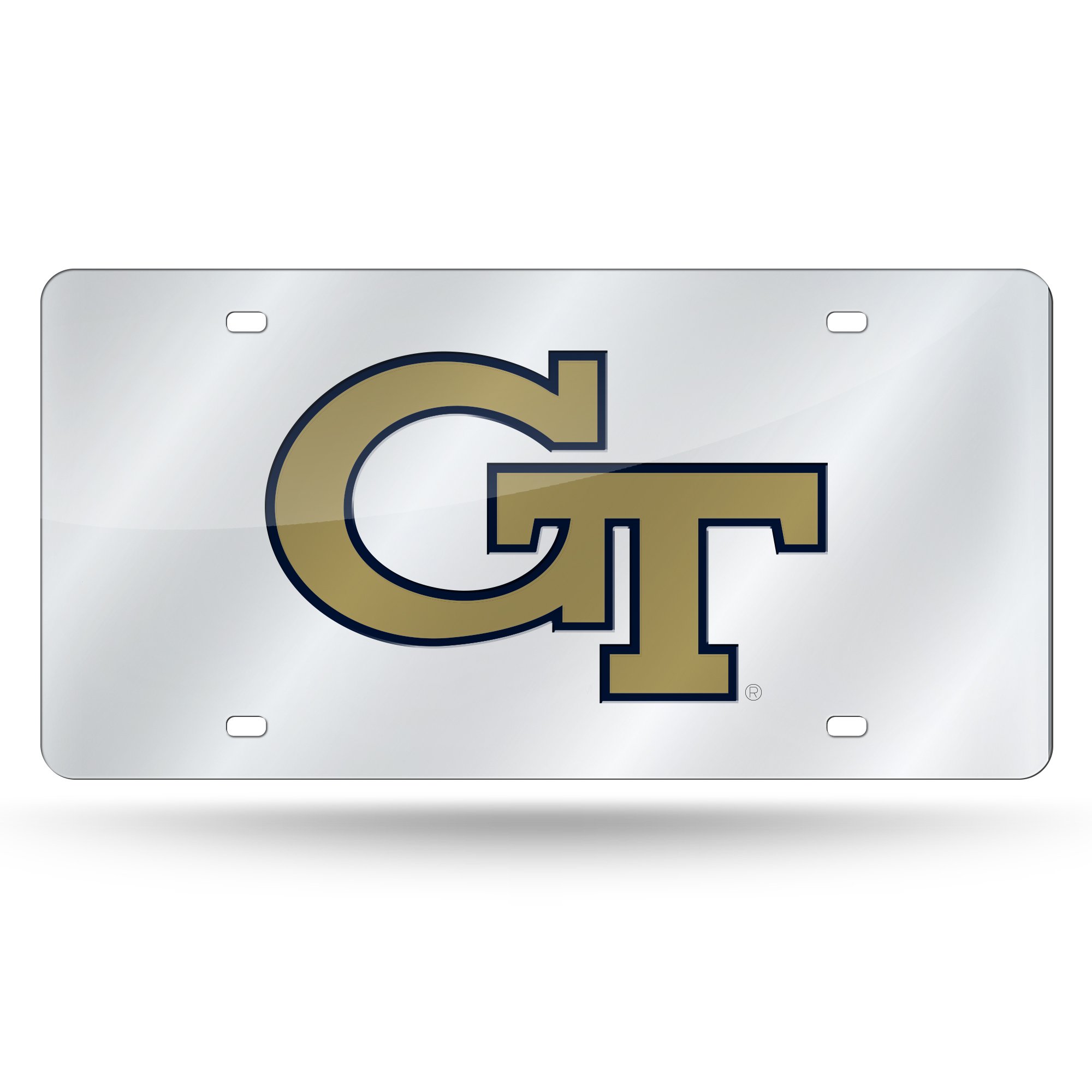 Rico Industries NCAA Georgia Tech Yellow Jackets Laser Inlaid Metal License Plate Tag, Silver