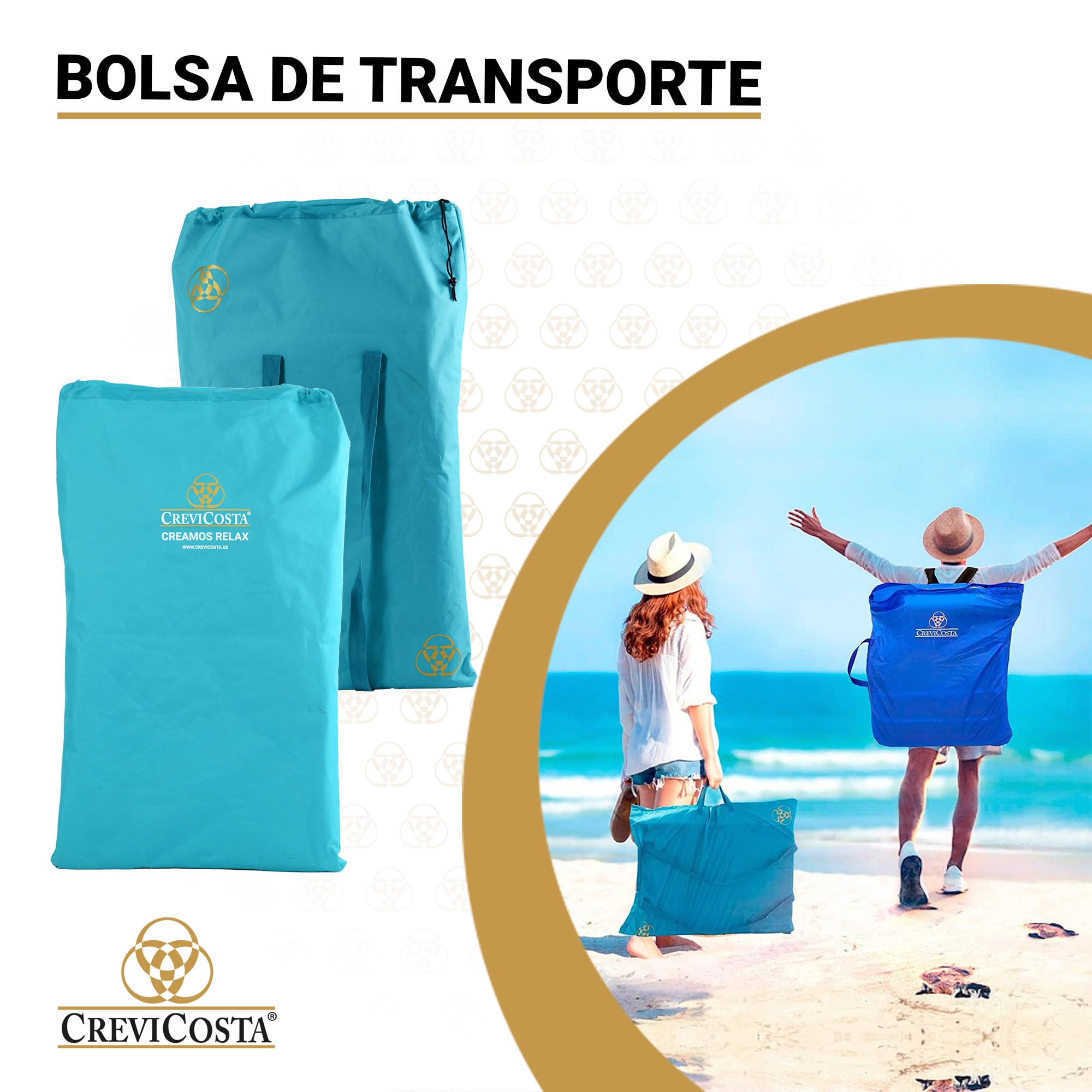 CREVICOSTA QUALITY MARK MARCAS DE CALIDAD - Palmera 2081-3 - Silla de Playa Plegable con reposabrazos, y 8 Posiciones. con Nuevo cojín ergonómico y Nueva Nevera incorporada. Textilene (Turquesa)