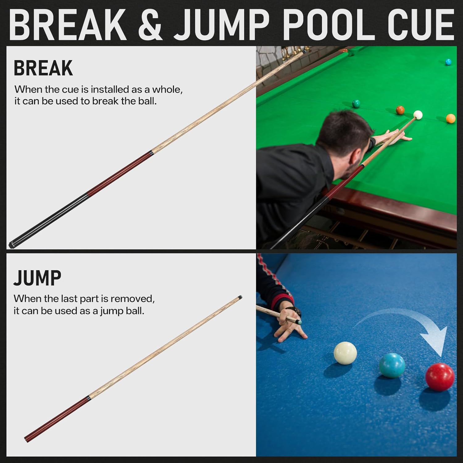 Kmise Break Jump Cue Stick, 21oz 23oz 25oz 28oz Pool Stick for Explosive Breaks and Effortless Jumps, Heavy Hitter Jump&Break Pool Cue with 14mm Pro Breaking Tip