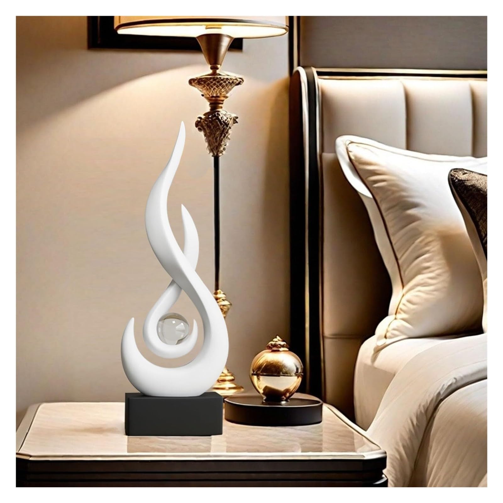 Regalos para Mujeres Escultura Moderna decoración Estatua esculturas Arte Abstracto Figuras Pieza Central for el hogar Decoración para estanterías(Medium White)