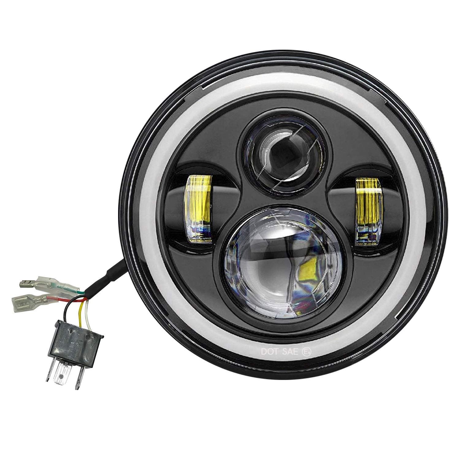 Allextreme EX7ITC1 7 Inch Full Ring Round White LED Headlight with