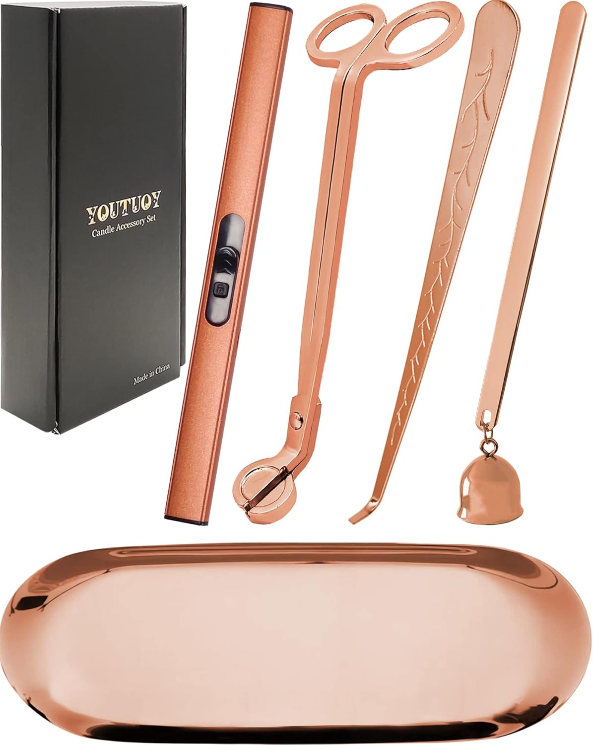 YOUTUOY 5 in1 Candle Accessory Set with Rechargeable Candle