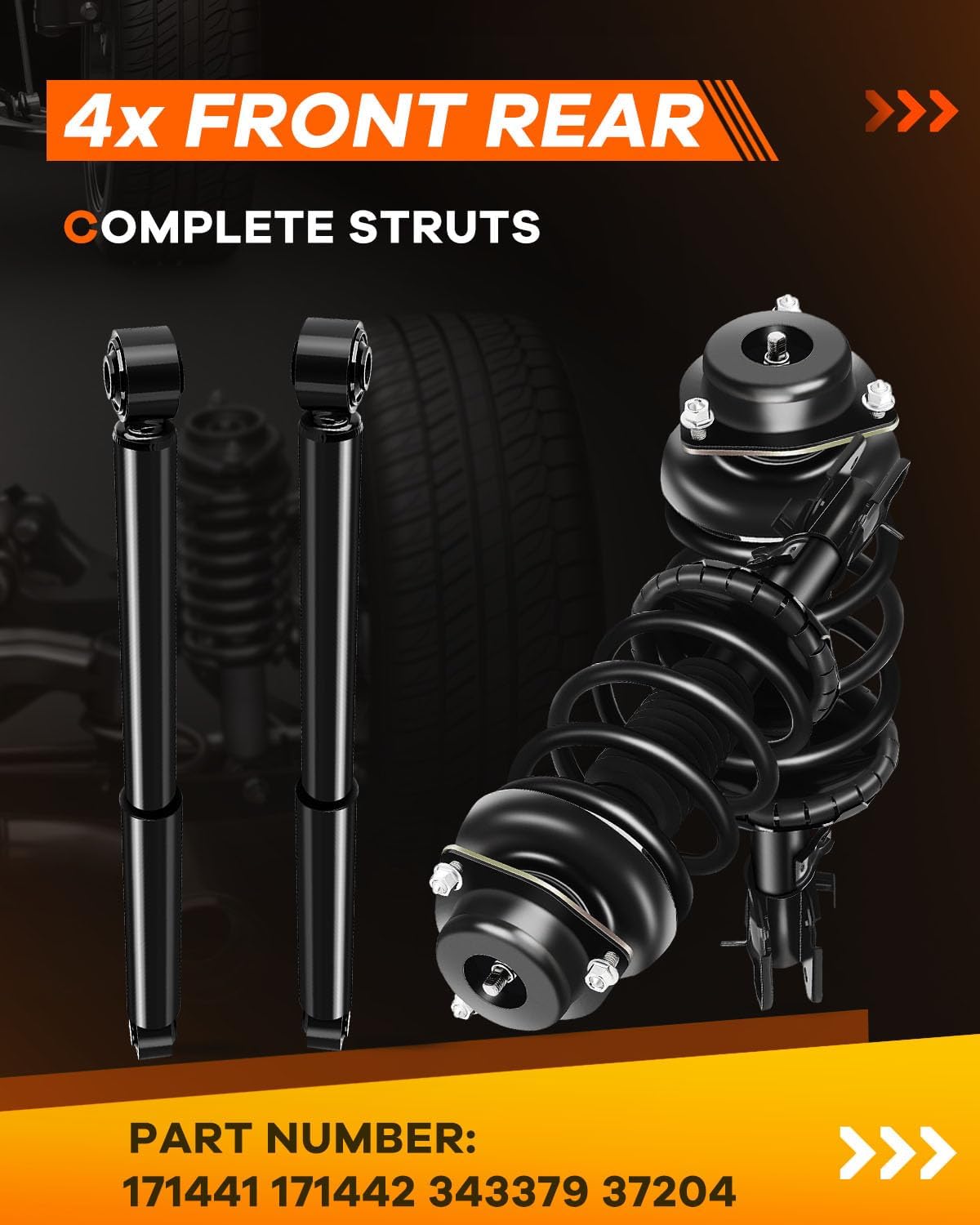 OCPTY Front Complete Struts Spring Assembly + Rear shock absorbers Fits 2000 2002-2004 for Nissan Pathfinder Quick Struts 171441 171442 343379 37204 - Set of 4