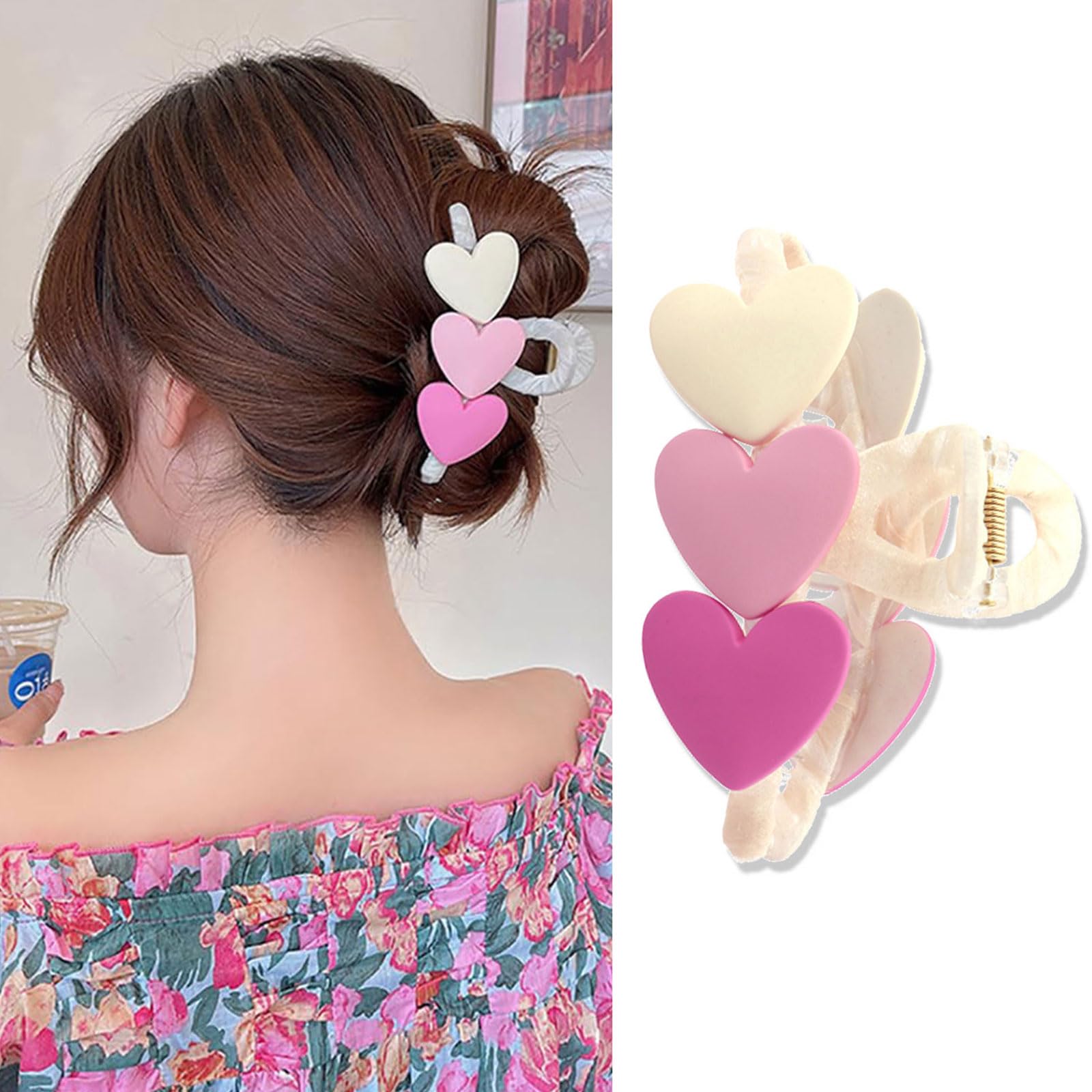 Amazon.com : HIFANMM Valentines Heart Hair Claw Clips Large Pink
