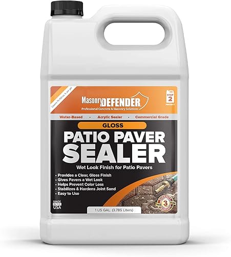 Sellador de adoquines de patio brillante, aspecto húmedo, 1 galón, sellador transparente a base de agua para superficies de piedra natural