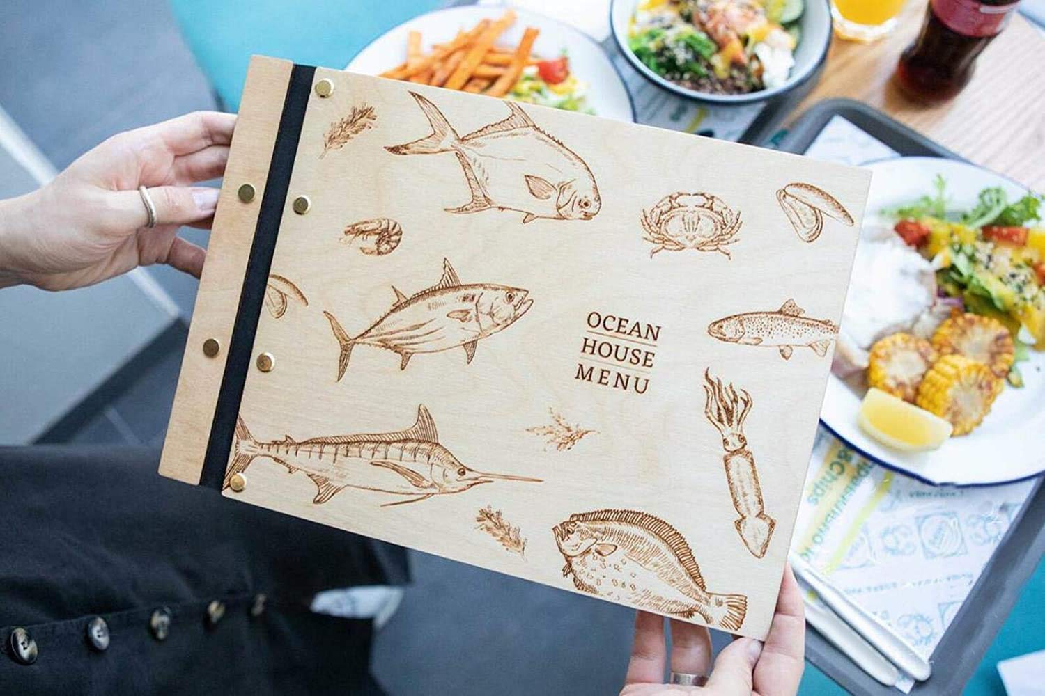 Wooden Menu Holder Menu Booklet-Menu Covers, Menu Board for Restaurant, Wood Clipboard, Hard Menu Covers, Restaurant Menu Covers, Menu Folder, Leather Menu Cover, Wooden Rustic Clipboards