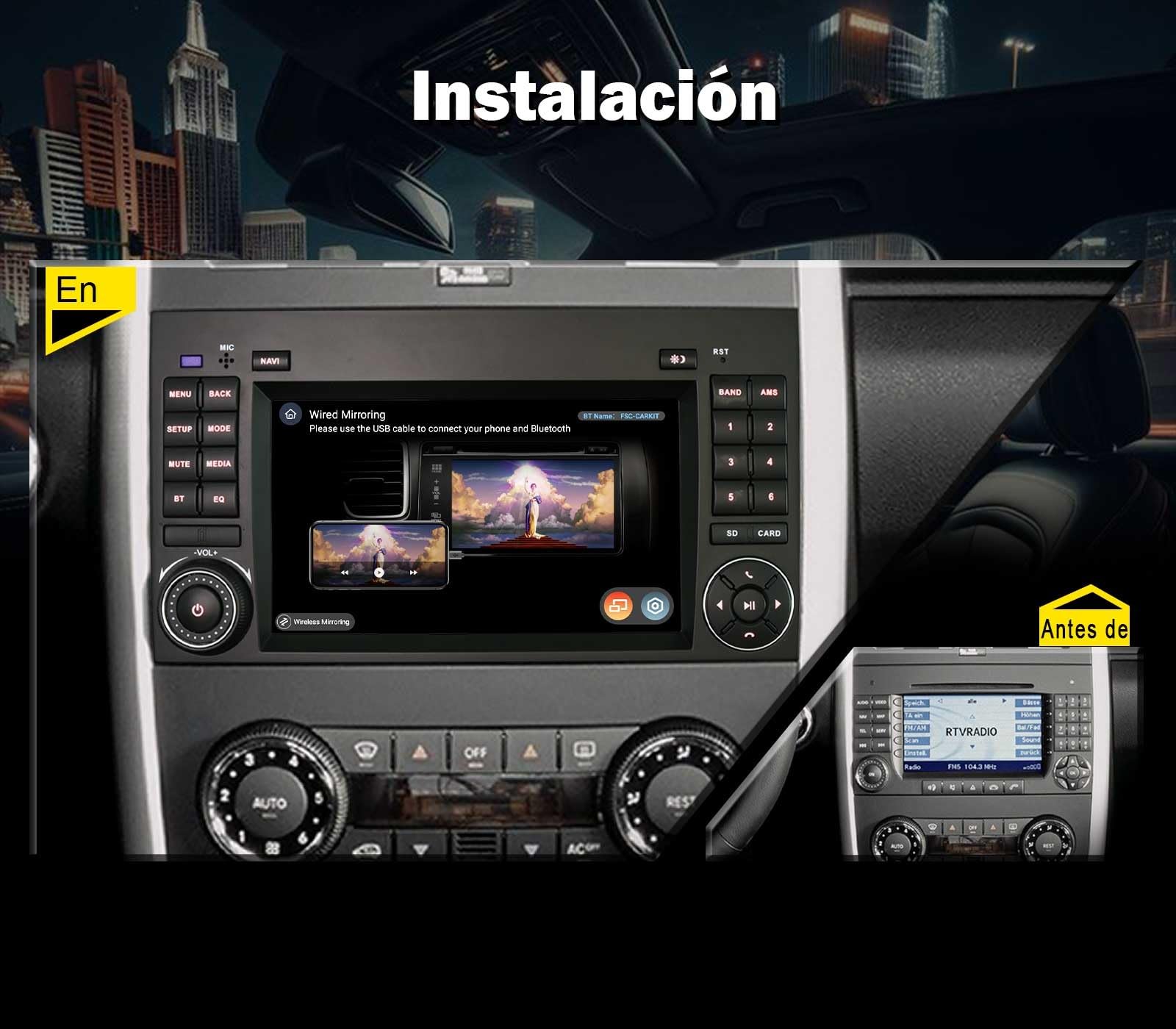 Erisin 8GB+128GB Android 16 Radio Coche para Mercedes Clase A/B W169 W245 | Qualcomm 8-Core Radio Coche Bluetooth GPS para Sprinter Viano VW Crafter 7" CarPlay Android Auto DAB+WiFi 4G USB OBD Canbus