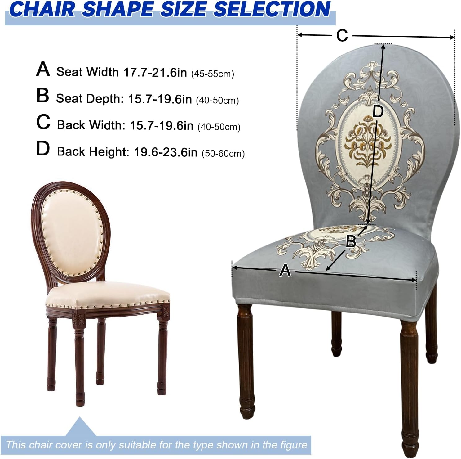 Round Back Dining Chair Slipcovers, Curved Back Chair Covers Stretch Armless Dining Room Chair Cover, Mid Century Modern Chair Seat Protector for Kitchen, Home and Banquet (Gray, Set of 4)