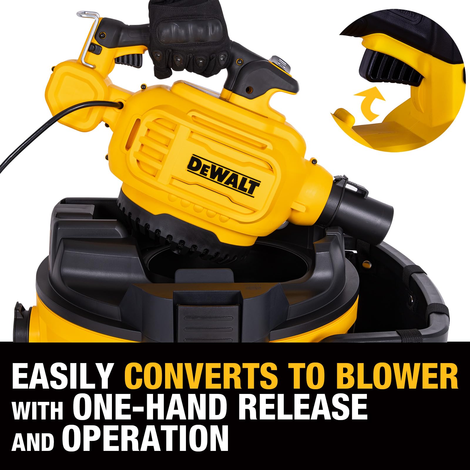 DEWALT Shop Aspiradora húmeda y seca con soplador de hojas desmontable, 3 en 1, aspiradora húmeda y seca resistente de 12 galones para el hogar, garaje, coche, taller, lugar de trabajo, cuidado del