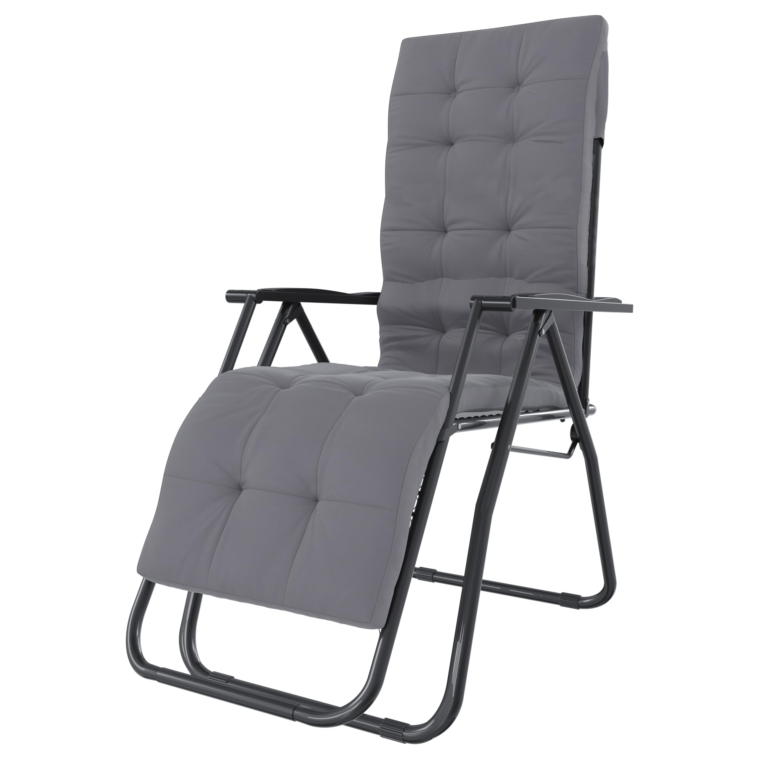 Poltrona Sedia Sdraio Relax Reclinabile Gravità 0 Con Cuscino Trapuntato Imbottito Design Ergonomico Richiudibile Salvaspazio In Acciaio Tubolare Doppio Spessore Portata Max 120 Kg (Bianco)