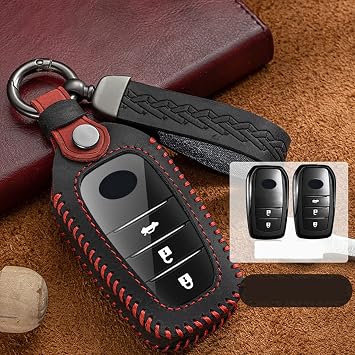 Key Fob Cover for Toyota Corolla RAV4 Camry GX FJ150 Prius Yaris Land Cruiser Highlander LX RX NX Hilux Previa Aygo Prado Levin Accessories with Keychians 2 3 Buttons Key-Black