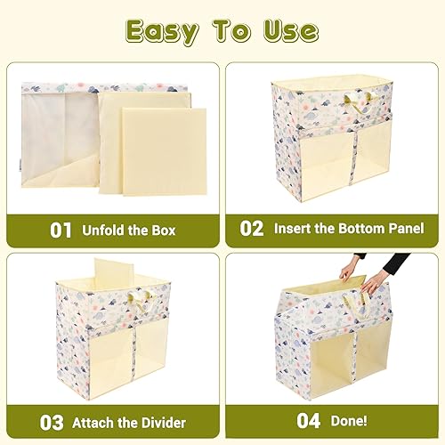 Miniatura 5 de Moteph Caja organizadora plegable de almacenamiento de juguetes con tapa con temática de dinosaurio, caja de juguetes de almacenamiento de animales