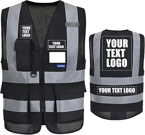 A-SAFETY Chaleco de Seguridad Reflejante de Alta Visibilidad con Logo Personalizado (XS-8XL)