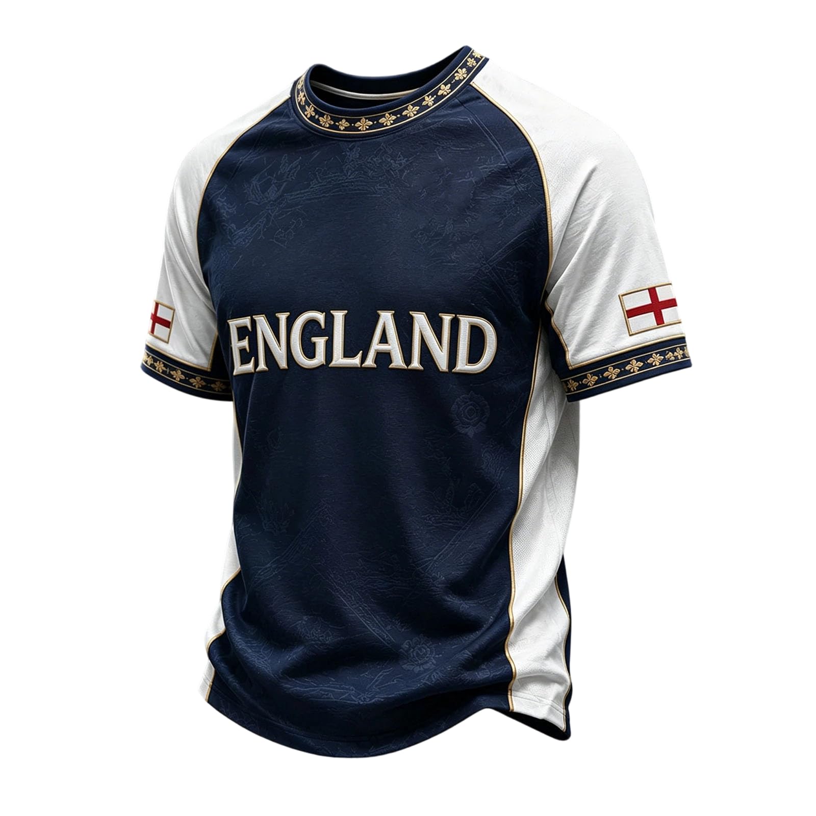 England Tshirt Men's England Soccer Retro Tops Vintage Breathable Short Sleeve T Shirt Crew Neck Fan Apparel for Game Day or Daily Wear 03-Royal Blue L