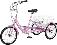 Vista 58 de H&ZT Triciclo para adultos, bicicleta de 3 ruedas, triciclo crucero, con engranaje de 7 velocidades, mango de freno de estacionamiento, escalón