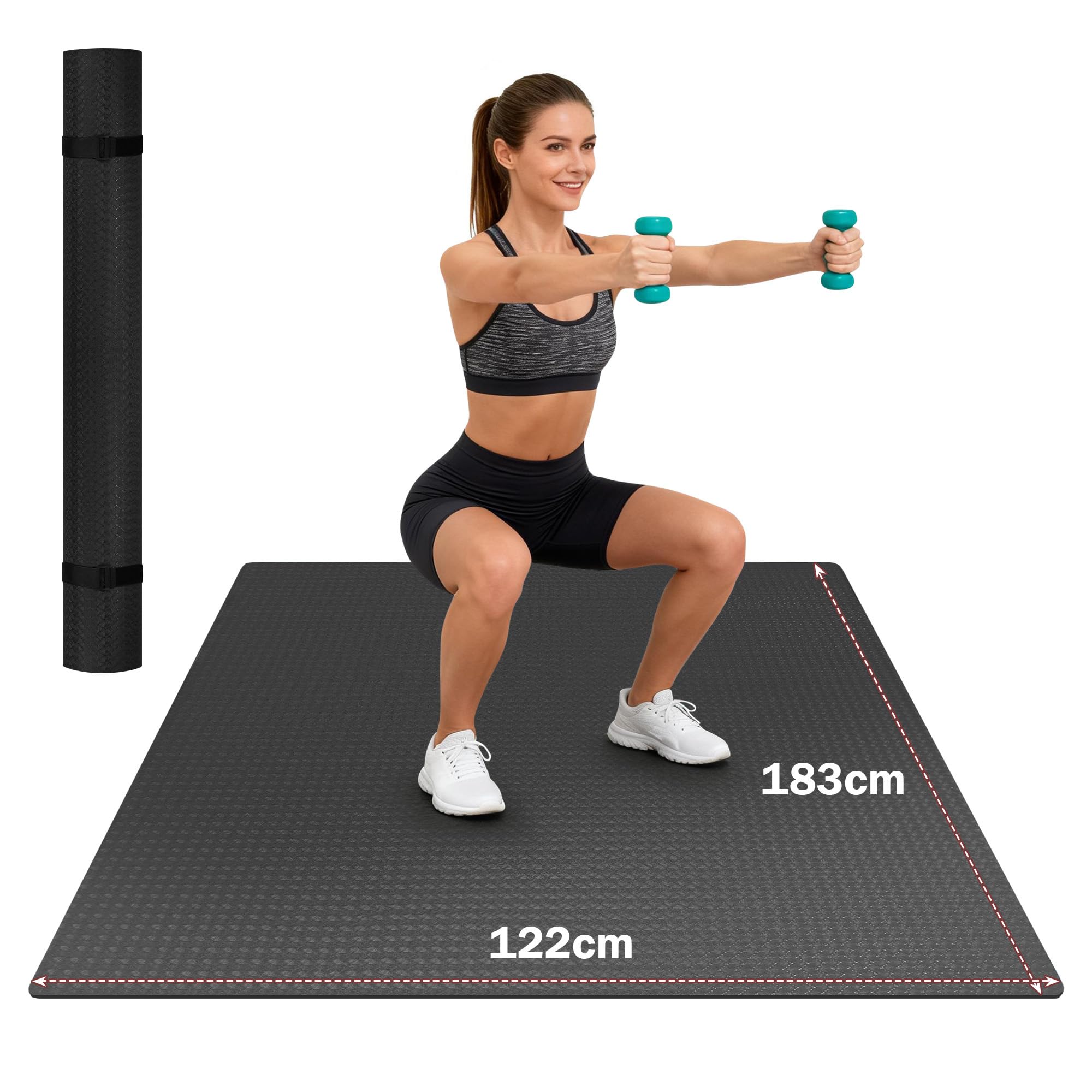 Stepwaver Extra Large HPE Exercise Mat, 183x122x0.6cm Thick Workout Mat for Home Gym & Garage Flooring, Shoe-Friendly, Non-Slip, Ultra Durable, Thick Large Gym mat Mats for Home Workouts